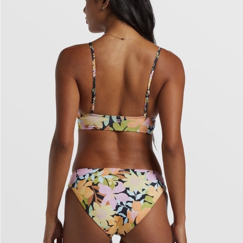 Billabong Floral Bikini in Black with Pastel Yellow, Pink & Green - Picture 3 of 13